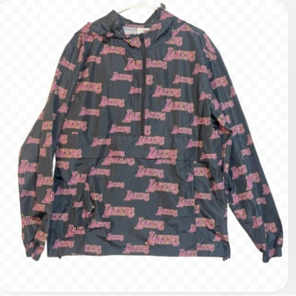 Fanatics Los Angeles Lakers Print Half-Zip‎ Anorak Windbreaker Black - Size S